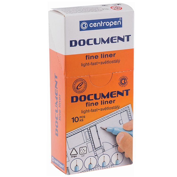 Ручка капиллярная (линер) черная CENTROPEN «Document», линия письма 0,5 мм — картинка 3