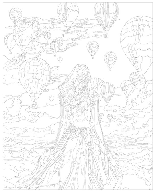 Картина по номерам «Девушка в платье на фоне воздушных шаров» — картинка 3