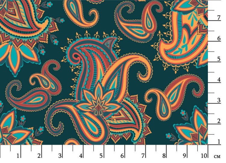 Ткань для пэчворка Сказочный Восток, 146 г/м², 50х55 см, 100% хлопок, цвет: темно-бирюзовый, принт, Peppy — картинка 2