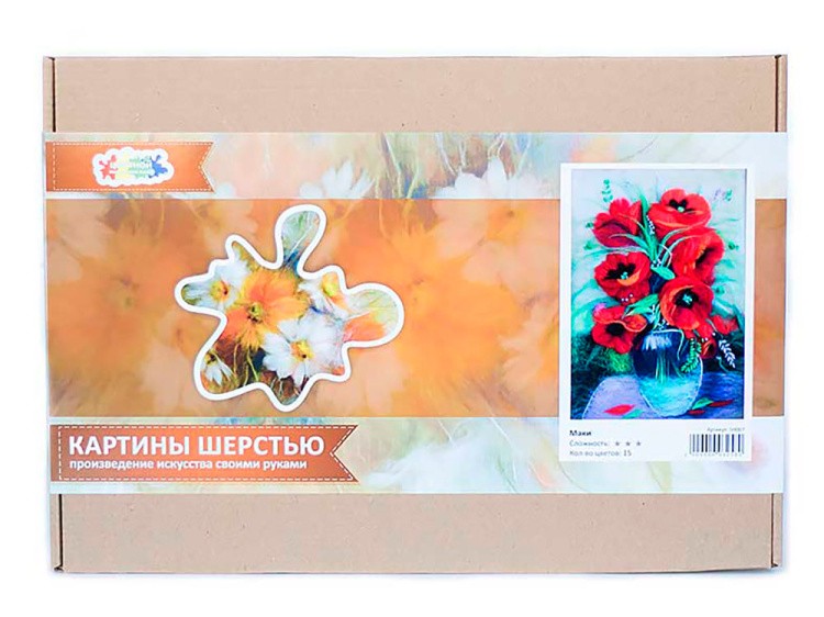 Картина шерстью «Маки» — картинка 5