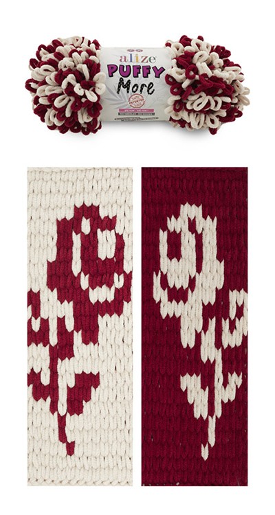 Пряжа ALIZE Puffy More (6271), жемчужно-гранатовый, 5 шт. по 150 г — картинка 2