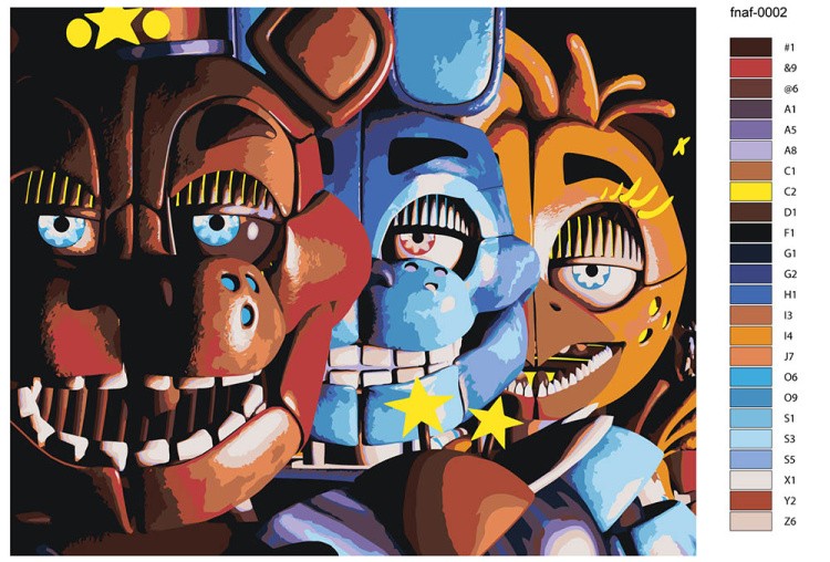 Картина по номерам «Фнаф Freddy's Фредди, Бонни, Чика» — картинка 2