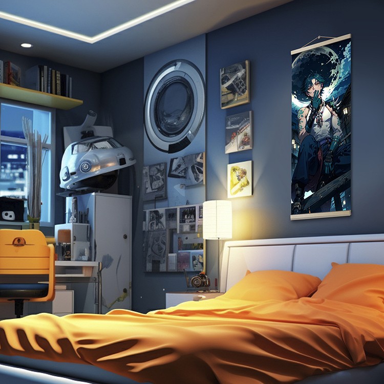 Картина по номерам со светящейся краской «Панно Геншин Сяо» — картинка 3