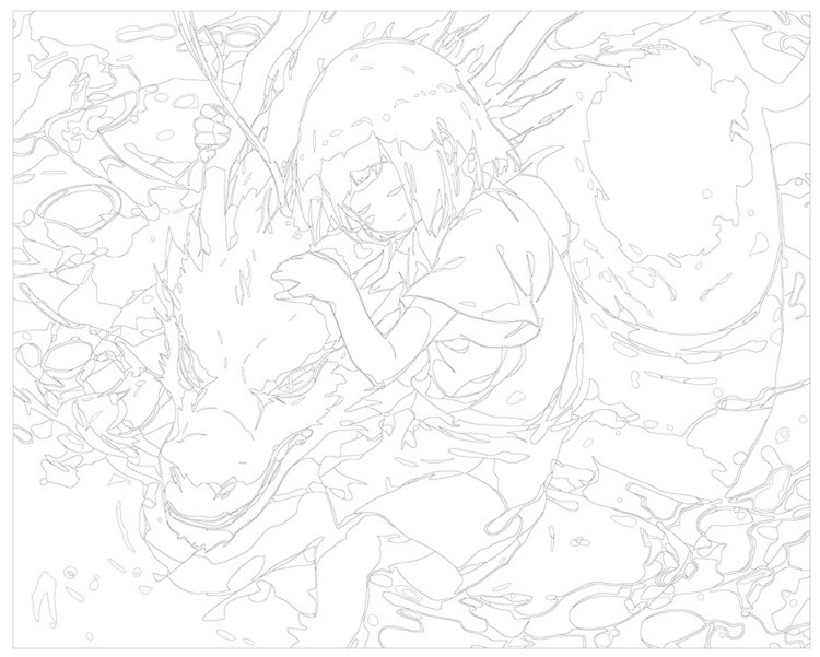 Картина по номерам «Аниме Унесенные Призраками: Тихиро и дракон Хаку» — картинка 3