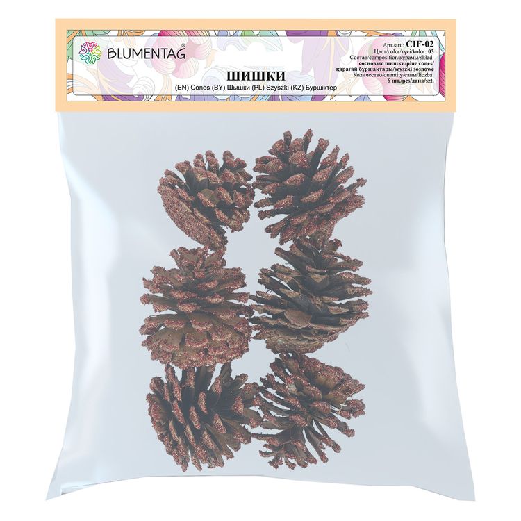 Шишки Сосны,  красные, 6 шт., Blumentag — картинка 2