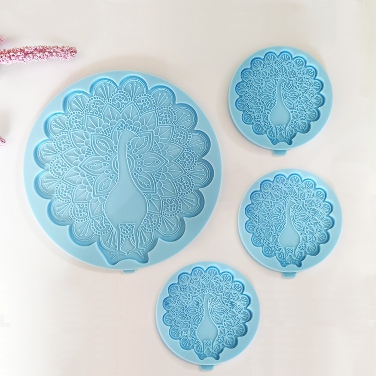 Силиконовый молд - Коастер павлин, d 11см, 1 шт. — картинка 2