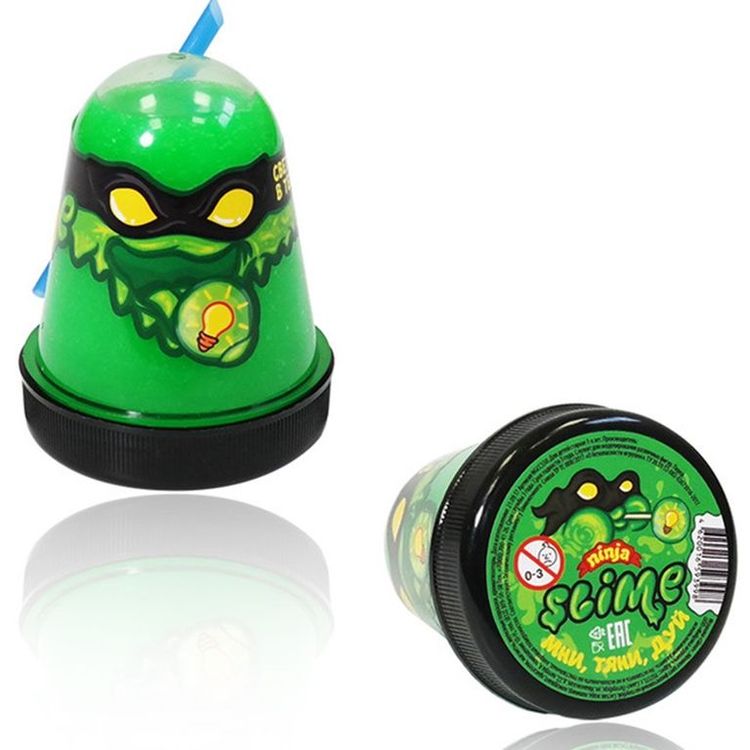 Лизун Slime «Ninja», зеленый, светится в темноте