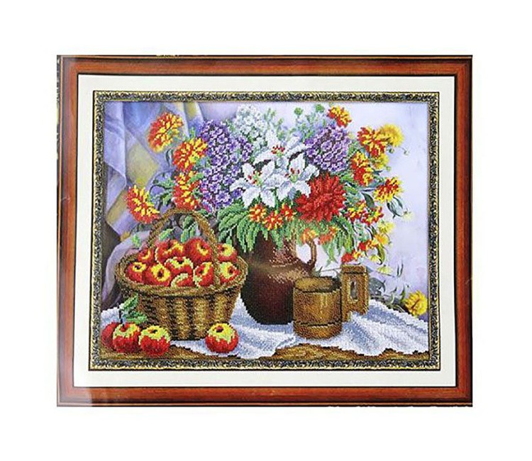Набор вышивки бисером «Яблоки и садовый букет» — картинка 2
