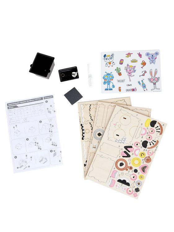 3D-пазл Цветочный горшок «Котенок», 70 элементов — картинка 2