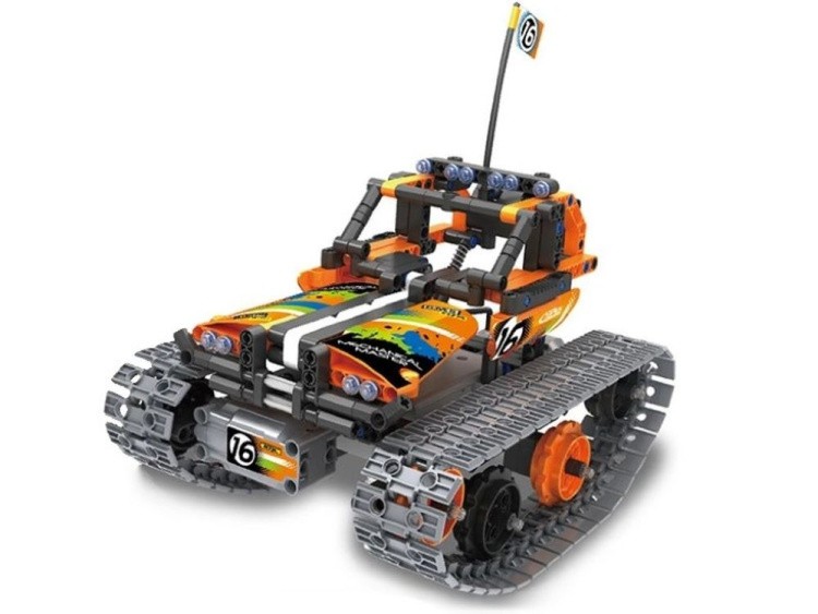 Конструктор QIHUI с мотором и радиоуправлением Трюковой вездеход, 392 детали, оранжевый
 — картинка 2