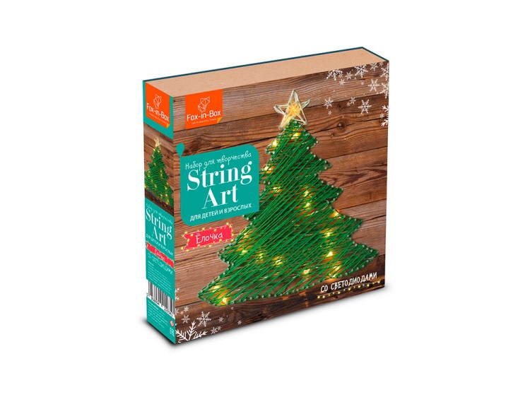 Набор для творчества STRING ART «Елочка» (с гирляндой) — картинка 2
