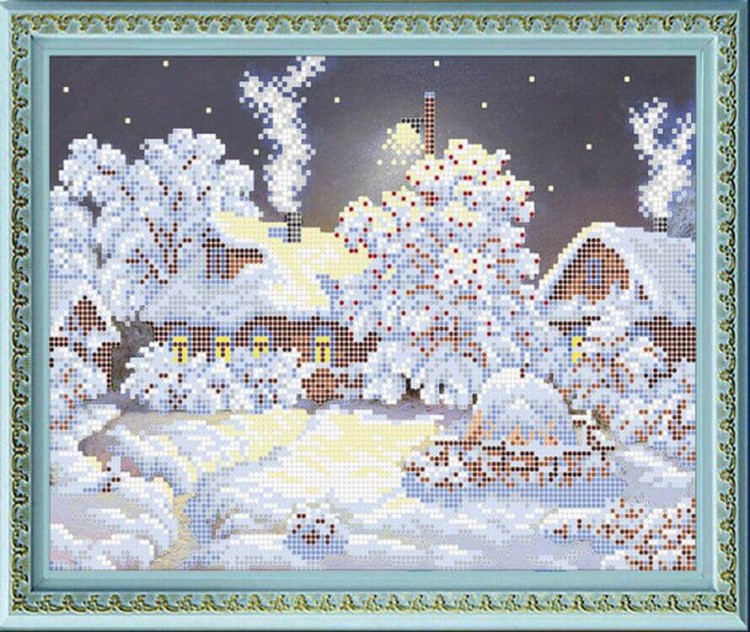 Рисунок на ткани «Снежная зима»