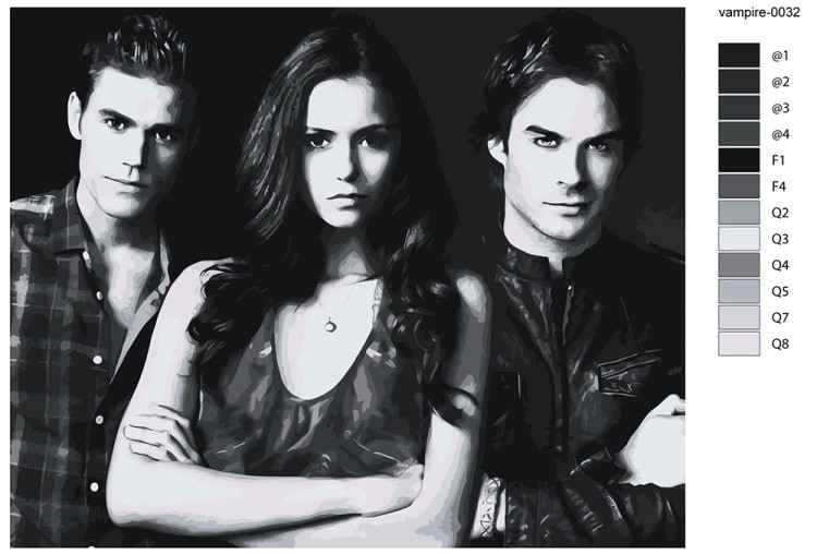 Картина по номерам «Дневники вампира: Деймон, Елена и Стефан» — картинка 2