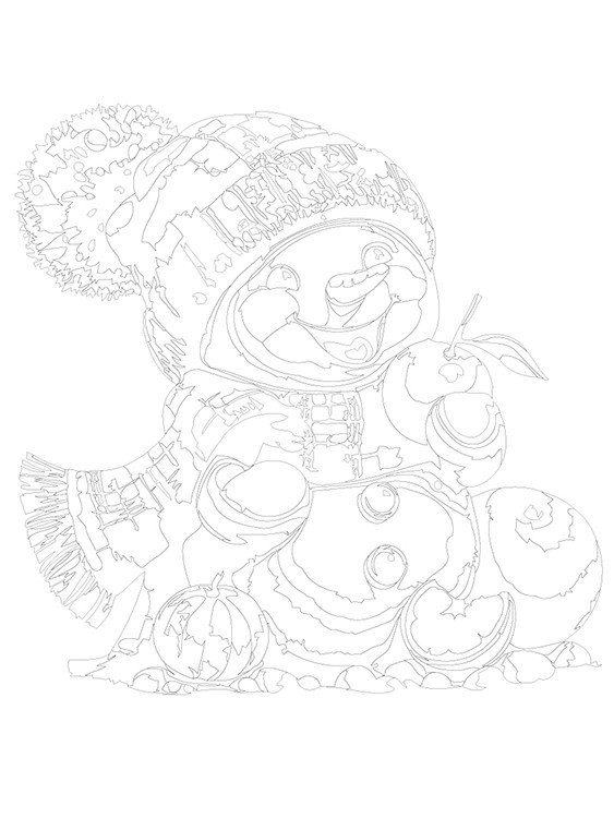 Картина по номерам «Детская, для детей: снеговик и мандарины» — картинка 3