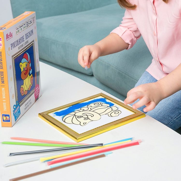 Набор для раскрашивания цветным песком «Котенок в шапке» — картинка 7