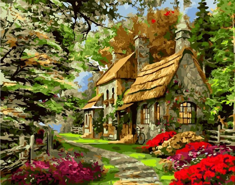 Картина по номерам «Лесной домик»