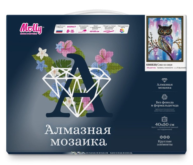 Алмазная вышивка «Сова на озере» — картинка 2
