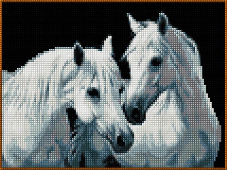 Алмазная вышивка «Белые лошади»