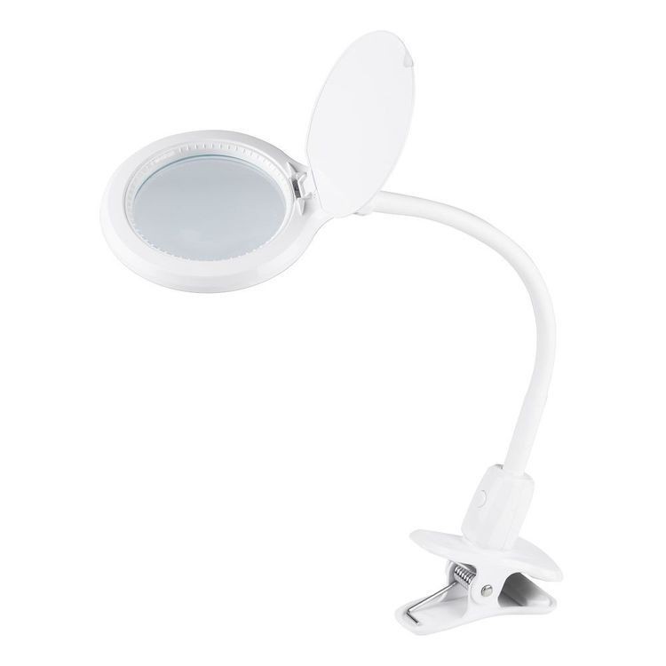 Лупа настольная 3D с подсветкой 30 LED, прищепка в блистере, белая, REXANT — картинка 2