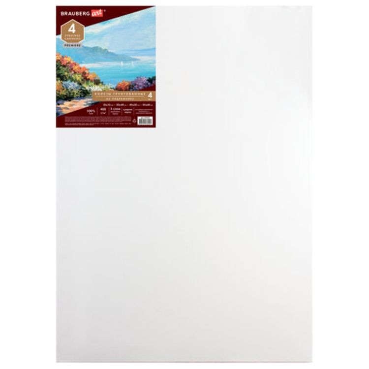 Холсты на подрамнике BRAUBERG ART PREMIERE, набор 4 шт., грунтованные, 100% лен, среднее зерно — картинка 4
