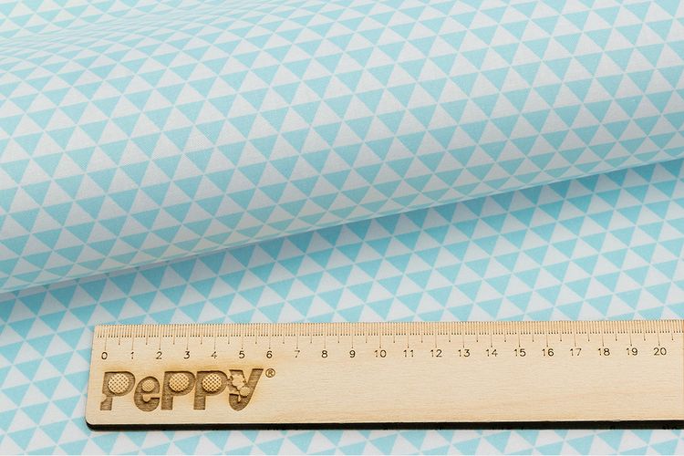 Ткань для пэчворка «БАБУШКИН СУНДУЧОК», 50x55 см, 140 г/м2, 100% хлопок, цвет: БС-44 треугольники, голубой, Peppy — картинка 2