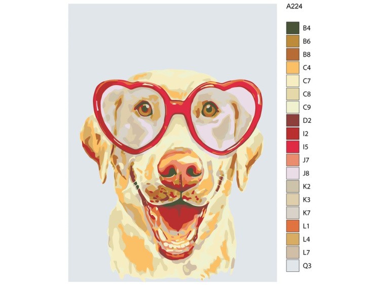 Картина по номерам «Пес в сердечках» — картинка 2