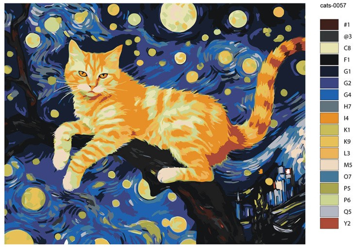 Картина по номерам «Рыжий кот в стиле Ван Гога» — картинка 2
