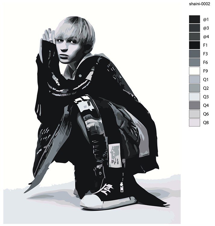 Картина по номерам «Рэпер Шайни, Никита Поляков: портрет чб» — картинка 2