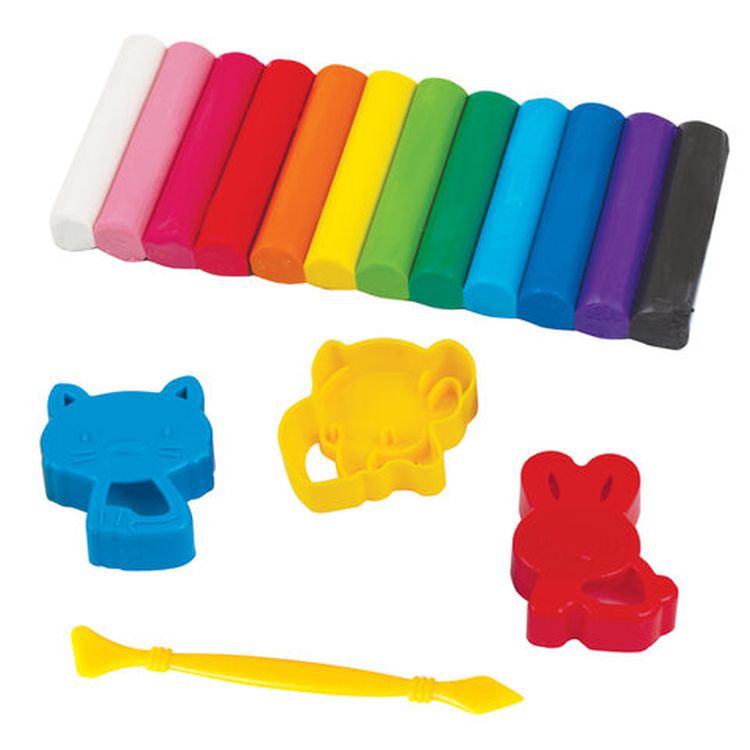 Пластилин классический Brauberg 12 цветов, 150 г, стек, 3 штампа — картинка 2