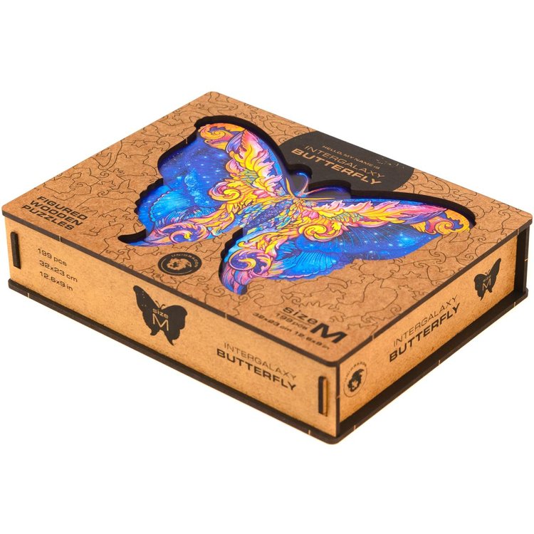 Деревянный пазл Unidragon «Межгалактическая бабочка», размер S (А5) — картинка 12