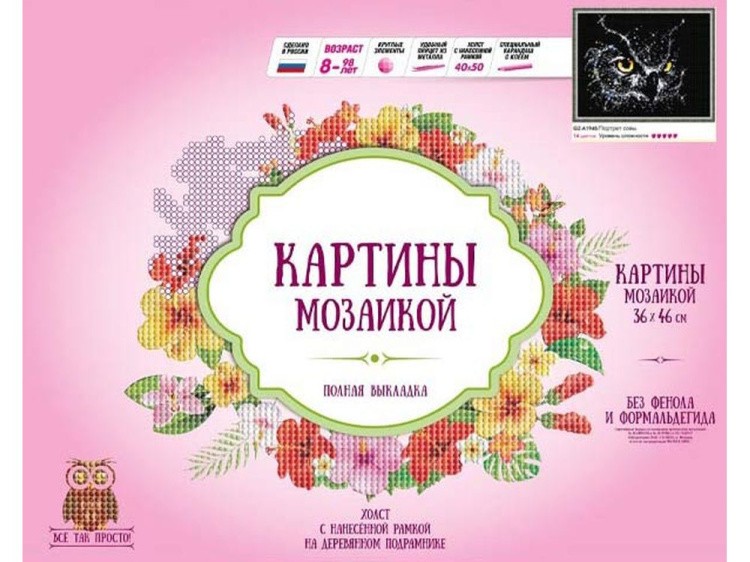 Алмазная вышивка «Портрет совы» — картинка 2
