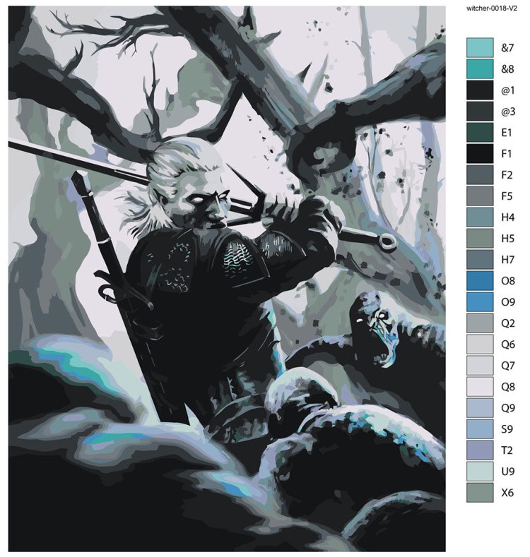 Картина по номерам «Ведьмак 3 Witcher фэнтези: Геральт» — картинка 2