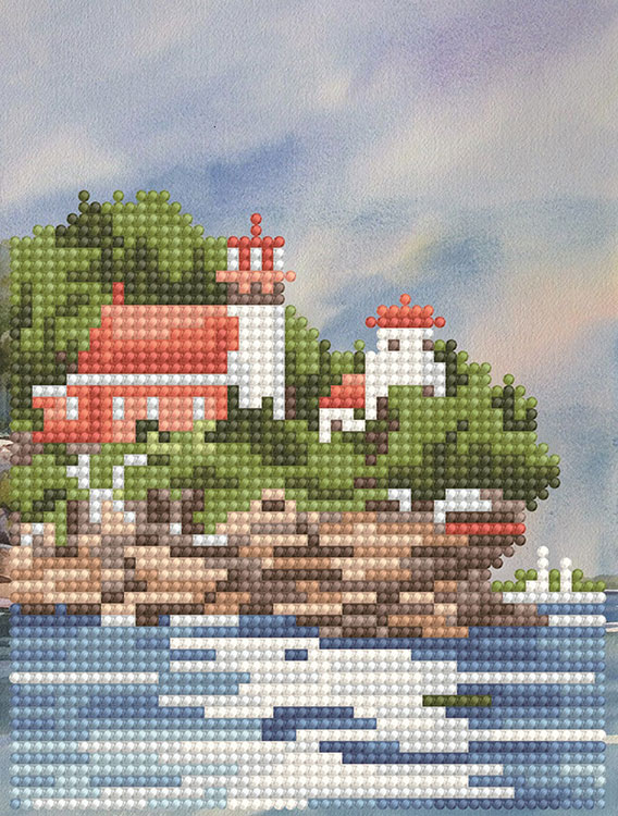 Алмазная вышивка-открытка «Маяк на обрыве» — картинка 2