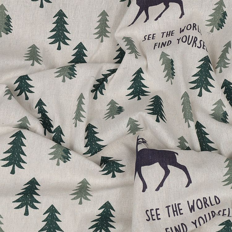 Ткань льняная, 3 м x 150 см, 140 г/м², цвет: бежевый, принт, TBY — картинка 3