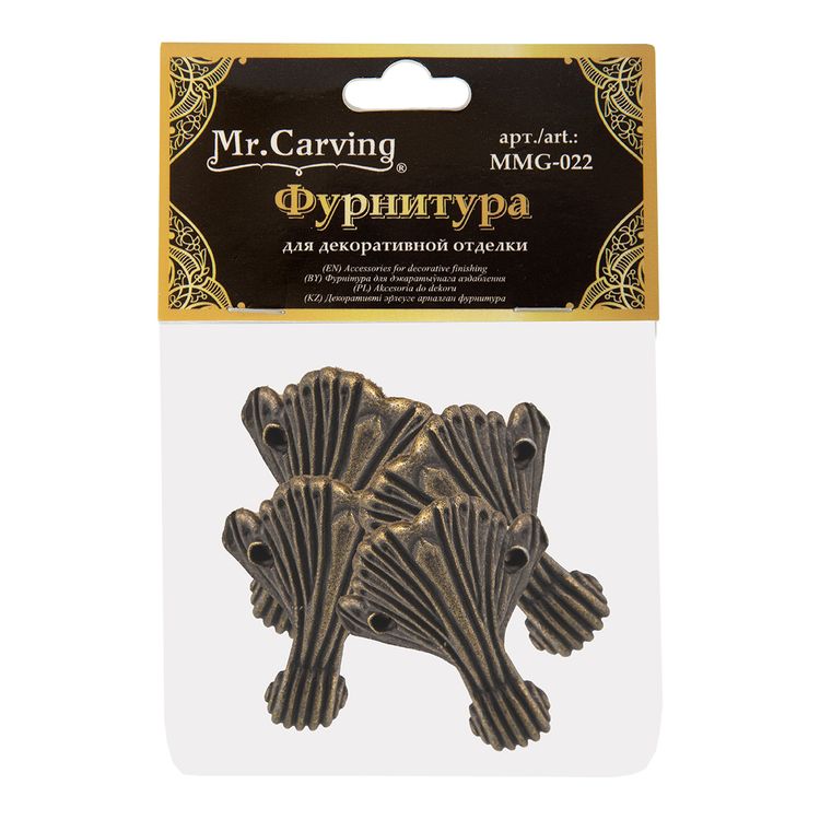 Фурнитура для шкатулок «Ножка», 4,5х3,1 см, 5 упаковок по 4 шт., цвет: бронза, Mr. Carving — картинка 2