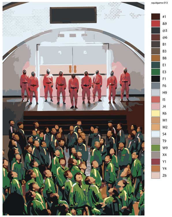 Картина по номерам «Игра в кальмара: Охранники и игроки» — картинка 2