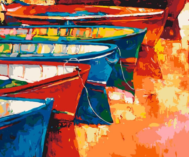 Картина по номерам «Рыбацкие лодки»