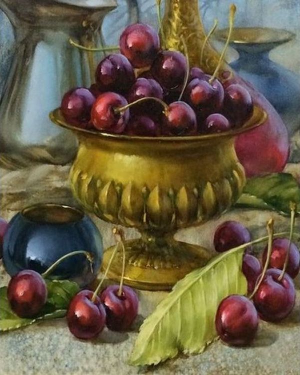 Картина по номерам «Чаша с черешней» — картинка 2