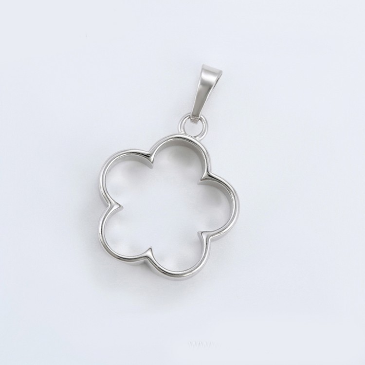 Металлический молд для кулона цветок, цвет: серебро, 1 шт. — картинка 4