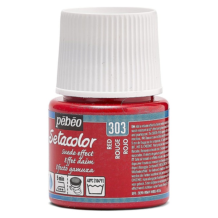 Краска для темных и светлых тканей с эффектом замши Pebeo Setacolor (красная), 45 мл — картинка 3
