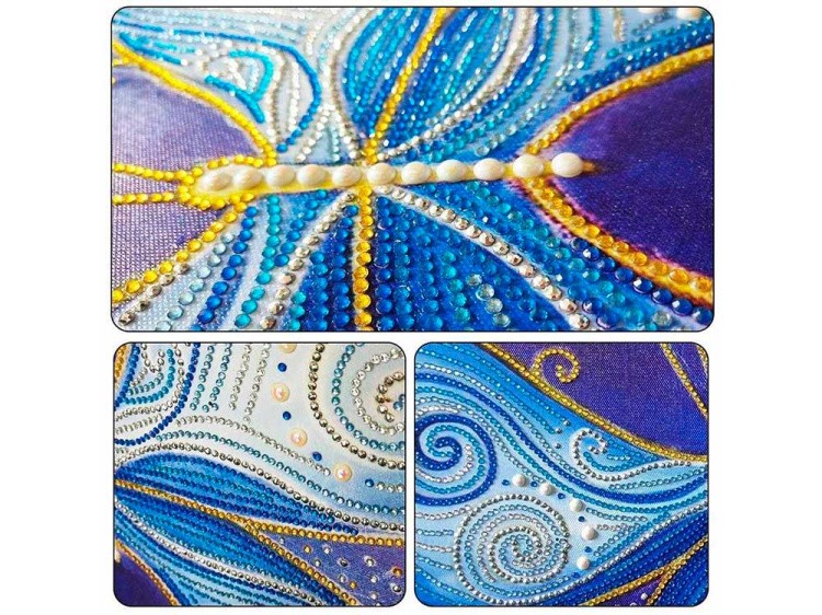 Алмазная вышивка 5D «Голубые крылья бабочки» — картинка 3