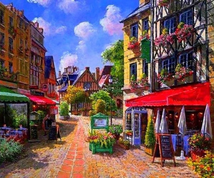 Алмазная вышивка «Уличное кафе» — картинка 2