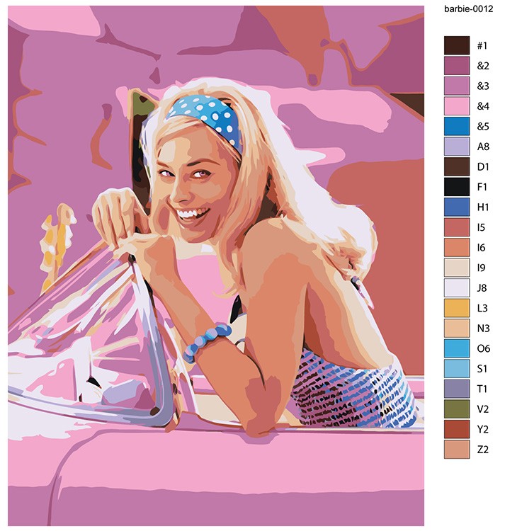 Картина по номерам «Барби: Марго Робби в машине» — картинка 2