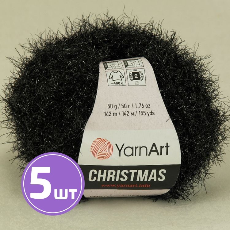 Пряжа YarnArt Christmas (01), черный, 5 шт. по 50 г
