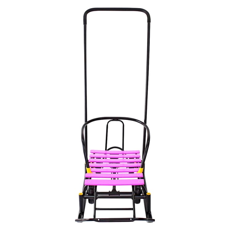 Санки детские Snow Black Auto сливовые рейки с колесами — картинка 11