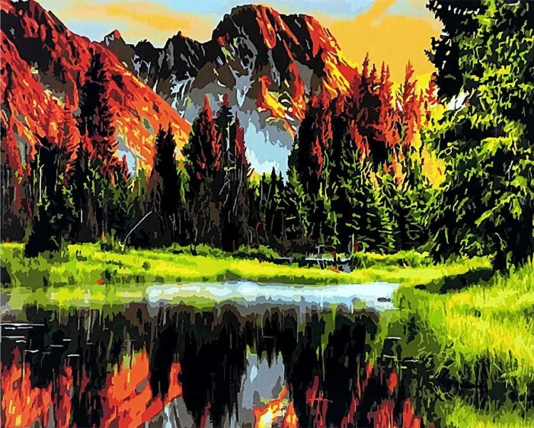 Картина по номерам «Озеро на закате»