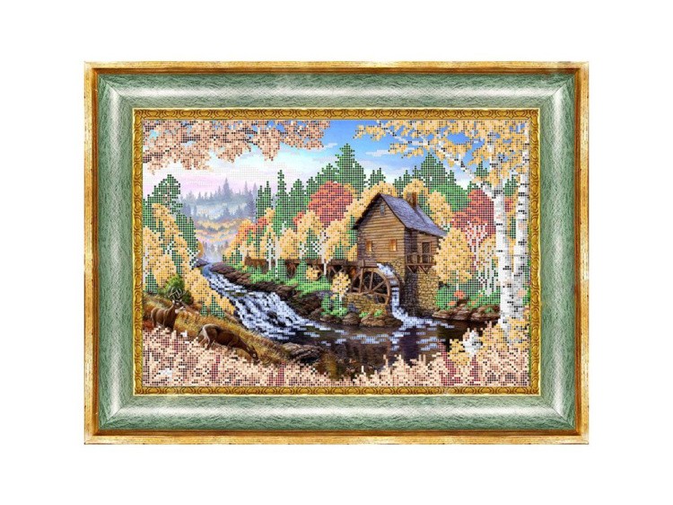 Рисунок на ткани «Водяная мельница»