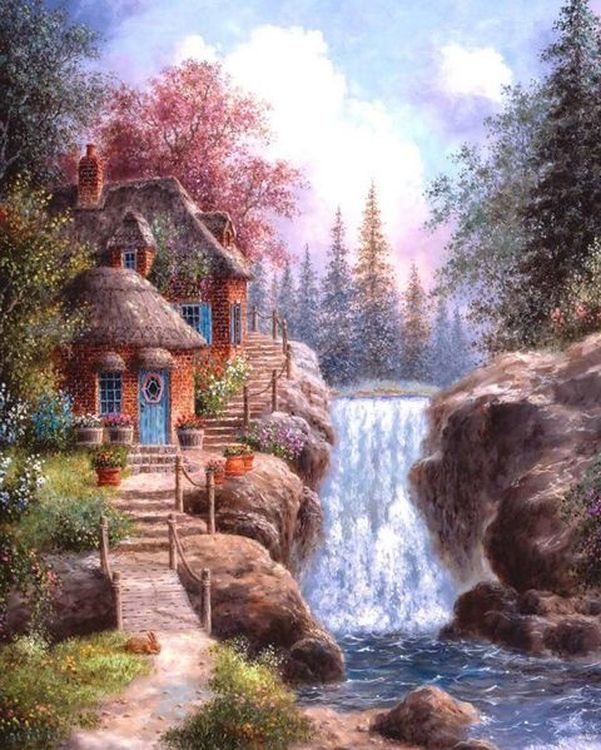 Картина по номерам «Пейзаж с водопадом»