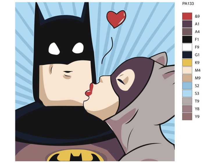 Картина по номерам «Бэтмен и женщина-кошка: Поцелуй» — картинка 2