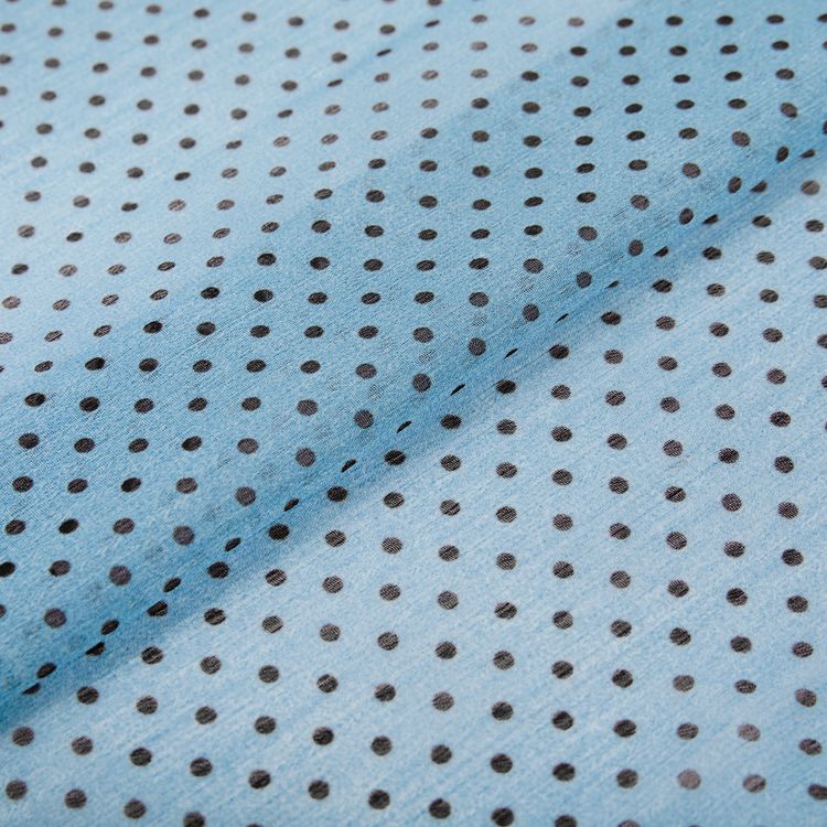 Ткань блузочная Chiffon, 68 г/м2, 2 м х 147 см, цвет: голубой/черный, Gamma